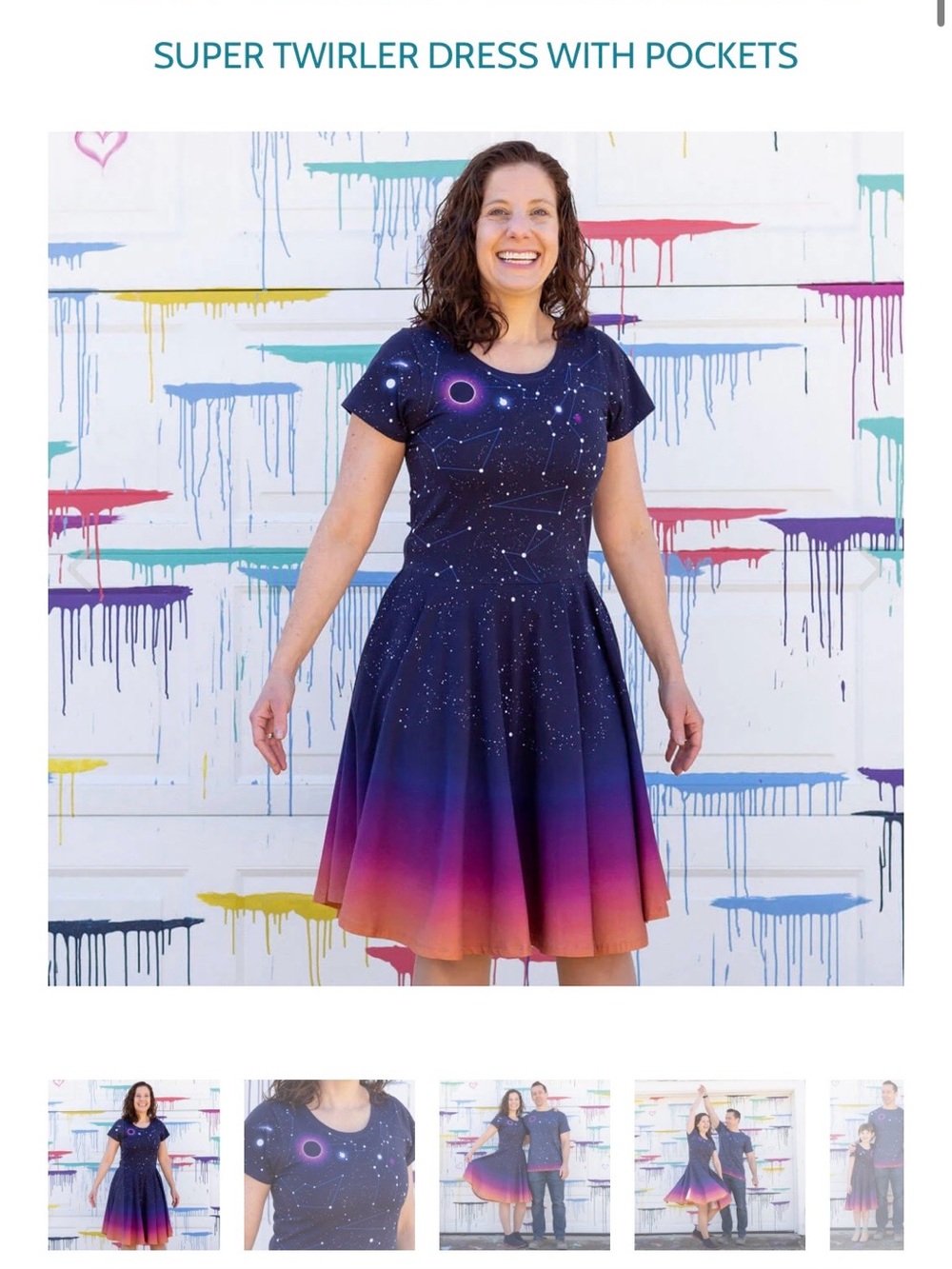 Solar Eclipse - Galaxy Ombre Midi Dress with Pockets - Navy to Purple Gradient